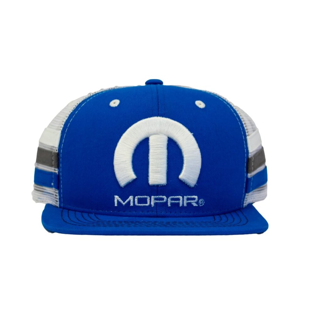 Mopar Logo Embroidered 6 Panel Hat - Blue/White
